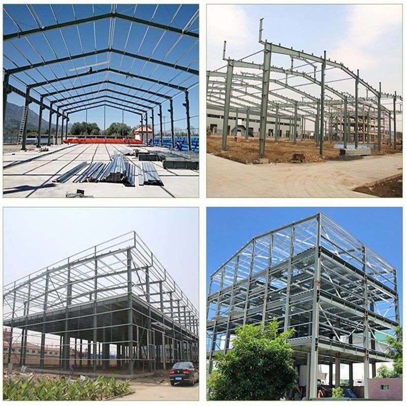 Werkplaats voor industriële staalconstructies met hoekstaal kniebeugel en PVDF zeil afwerking