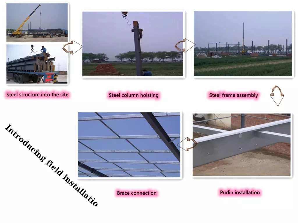 Gegalvaniseerde metalen gebouwen Werkplaats Staalstructuur ISO-certificaat 6