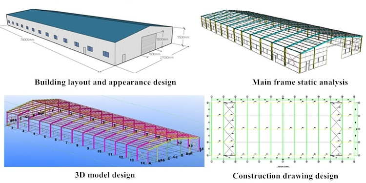 Staalconstructie Hangar Voorafgebouwd warmgewalst gegalvaniseerd magazijn Gebouw Schuur 3